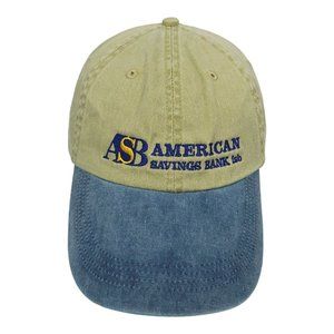 Anvil American Savings Bank Adjustable Cap Trucker Baseball Hat Blue Khaki